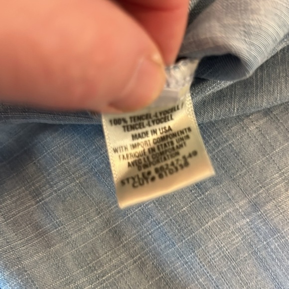 Bella Dahl Button-Up Denim Dress Bleach Spray Wash Tencel Shirtdress Size Small - Picture 5 of 8